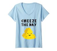 Mujer Cheese The Day Funny Cheese Camiseta Cuello V