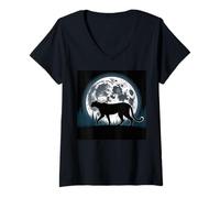 Mujer Cheetah Face Mujeres Cheetah Print Stuff Full Moon Cheetah Camiseta Cuello V