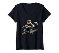 Mujer Cheetah Power Soccer Movimientos rápidos y Arte Deportivo dinámico Camiseta Cuello V