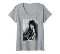 Mujer Cher Mask Estreno de la película Pop Singer 1985 Camiseta Cuello V