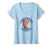 Mujer Cherokee Roots Peoples Tocado Tribu Nativa Americana Camiseta Cuello V
