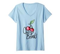 Mujer Cherry Bomb Cute Cherry Camiseta Cuello V