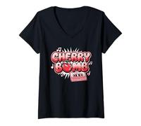 Mujer CHERRY BOMB TSHIRT MENOS HOMBRES CERRIS ROLER DERBY Camiseta Cuello V