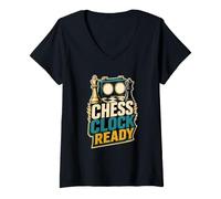 Mujer Chess Clock Ready Ajedrez Camiseta Cuello V