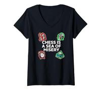 Mujer Chess Is A Sea of Misery Funny Board Gamer Camiseta Cuello V