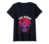 Mujer Chess Piece The Bishop - Disfraz Divertido de Halloween a Juego Camiseta Cuello V