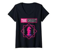 Mujer Chess Piece The Knight - Disfraz Divertido de Halloween a Juego Camiseta Cuello V