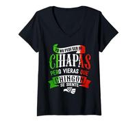 Mujer Chiapas México Souvenir Mexican Travel Vacation Camiseta Cuello V