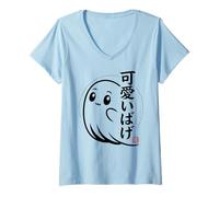 Mujer Chibi Ghost Kawaii - Obake japonés Camiseta Cuello V
