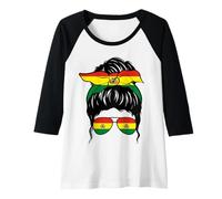 Mujer Chica Boliviana Bolivia Bandera Boliviana Orgullosa Mujer Boliviana Camiseta Manga Raglan