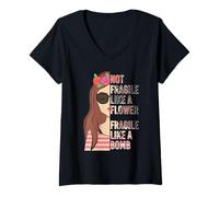 Mujer Chica Camisa diseño frágil como una Bomba Camiseta Cuello V