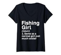 Mujer Chica De Pesca Una Chica Normal Mucho Más Fresco Muchacha Camiseta Cuello V