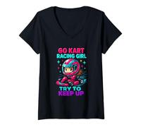 Mujer Chica Go Kart Trate de Mantener Divertido Go Kart Racing Gráfico Chicas Camiseta Cuello V