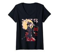 Mujer Chica japonesa Samurai de Chica Samurái Chica de cerezo Camiseta Cuello V