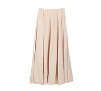 Mujer Chica Lino Algodón Maxifalda Falda Larga Falda de Lino con Bolsillos Laterales Cintura Elástica Easy Chic Retro Vintage Longitud 90cm Sólido Beige