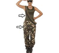 Mujer Chica Militar Caqui Camuflaje Disfraz Chaleco Y Pantalones Por Smiffys