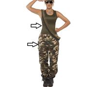 Mujer Chica Militar Caqui Camuflaje Disfraz Chaleco Y Pantalones Por Smiffys
