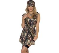 Mujer Chica Militar Disfraz de Soldado Camuflaje Vestido Y Sombrero De Smiffys