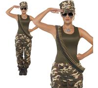 Mujer Chica Militar Traje Camuflaje Caqui Soldado Uniforme Disfraz Mujer