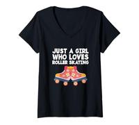Mujer Chica Patinadora Solo una Chica Que ama el Patinaje sobre Ruedas Camiseta Cuello V
