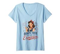 Mujer Chica patriótica Retro Pero Ahora Caro Divertido 4 de Julio Camiseta Cuello V
