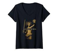 Mujer Chica Será Chicas Vintage Medusa Holding Cabeza Feminismo Camiseta Cuello V