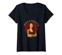 Mujer Chica Tatuada entintada y educada Camiseta Cuello V