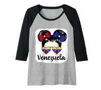Mujer Chica venezolana Orgullo Venezuela Raíces venezolanas Camiseta Manga Raglan