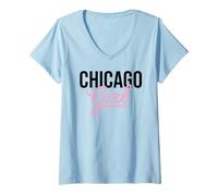 Mujer Chicago Girl Illinois Mujeres Chica Divertido Hogar Chi Town City Camiseta Cuello V