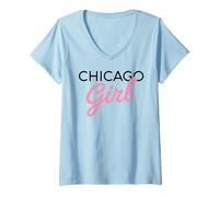 Mujer Chicago Girl Illinois Mujeres Chica Divertido Hogar Chi Town City Camiseta Cuello V