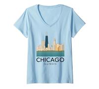 Mujer Chicago Windy City Downtown Loop South Side North 312 River Camiseta Cuello V