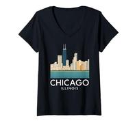 Mujer Chicago Windy City Downtown Loop South Side North 312 River Camiseta Cuello V