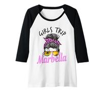 Mujer Chicas a Juego Marbella España moño desordenado Camiseta Manga Raglan