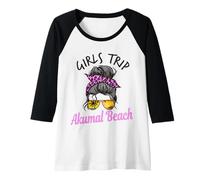 Mujer Chicas a Juego Viaje Akumal Beach México moño desordenado Camiseta Manga Raglan