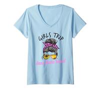 Mujer Chicas a Juego Viaje Anna Maria Island Florida Moño de Pelo desordenado Camiseta Cuello V