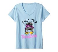 Mujer Chicas a Juego Viaje Benidorm España moño desordenado Camiseta Cuello V