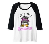 Mujer Chicas a Juego Viaje Benidorm España moño desordenado Camiseta Manga Raglan