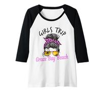 Mujer Chicas a Juego Viaje Grace Bay Beach moño desordenado Camiseta Manga Raglan