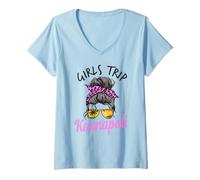Mujer Chicas a Juego Viaje Kaanapali Maui moño desordenado Camiseta Cuello V