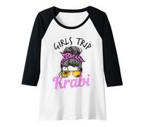 Mujer Chicas a Juego Viaje Krabi moño desordenado Camiseta Manga Raglan