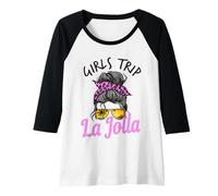 Mujer Chicas a Juego Viaje La Jolla California moño desordenado Camiseta Manga Raglan