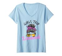 Mujer Chicas a Juego Viaje Lombok moño desordenado Camiseta Cuello V