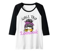 Mujer Chicas a Juego Viaje Lombok moño desordenado Camiseta Manga Raglan