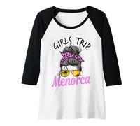 Mujer Chicas a Juego Viaje Menorca moño desordenado Camiseta Manga Raglan