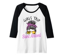 Mujer Chicas a Juego Viaje Sant Antoni España moño desordenado Camiseta Manga Raglan