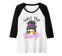 Mujer Chicas a Juego Viaje Tenerife moño desordenado Camiseta Manga Raglan