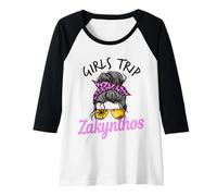 Mujer Chicas a Juego Viaje Zakynthos moño desordenado Camiseta Manga Raglan