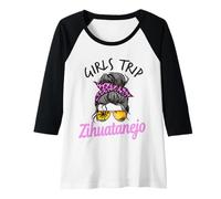 Mujer Chicas a Juego Viaje Zihuatanejo México moño desordenado Camiseta Manga Raglan