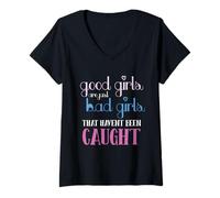 Mujer Chicas Buenas Chicas Malas Actitud Creador de Problemas Camiseta Cuello V