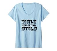 Mujer Chicas Que apoyan a Las Chicas Siempre: Texto Negro diseñado Camiseta Cuello V
